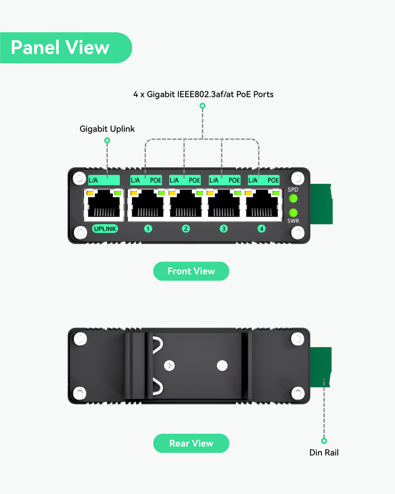(POE-Switch0504GD) 5 Ports Full Gigabit POE Switch supports DC9V~DC54V Power Input