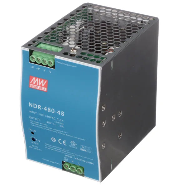 MEAN WELL NDR-480-48 48V 10A DIN Rail Power Supply, Max 480W Output