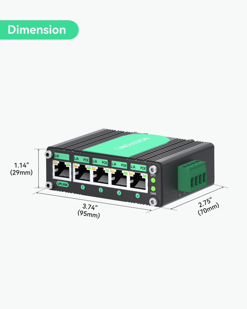 Htfoevrxs Industrial 5-Port Gigabit PoE Switch, Voltage Booster DC12V-48V Input To DC48V PoE Output, 802.3af/at 30W PoE Ports@120W, Compact PoE Power For RV Truck/Solar Power/VoIP Systems