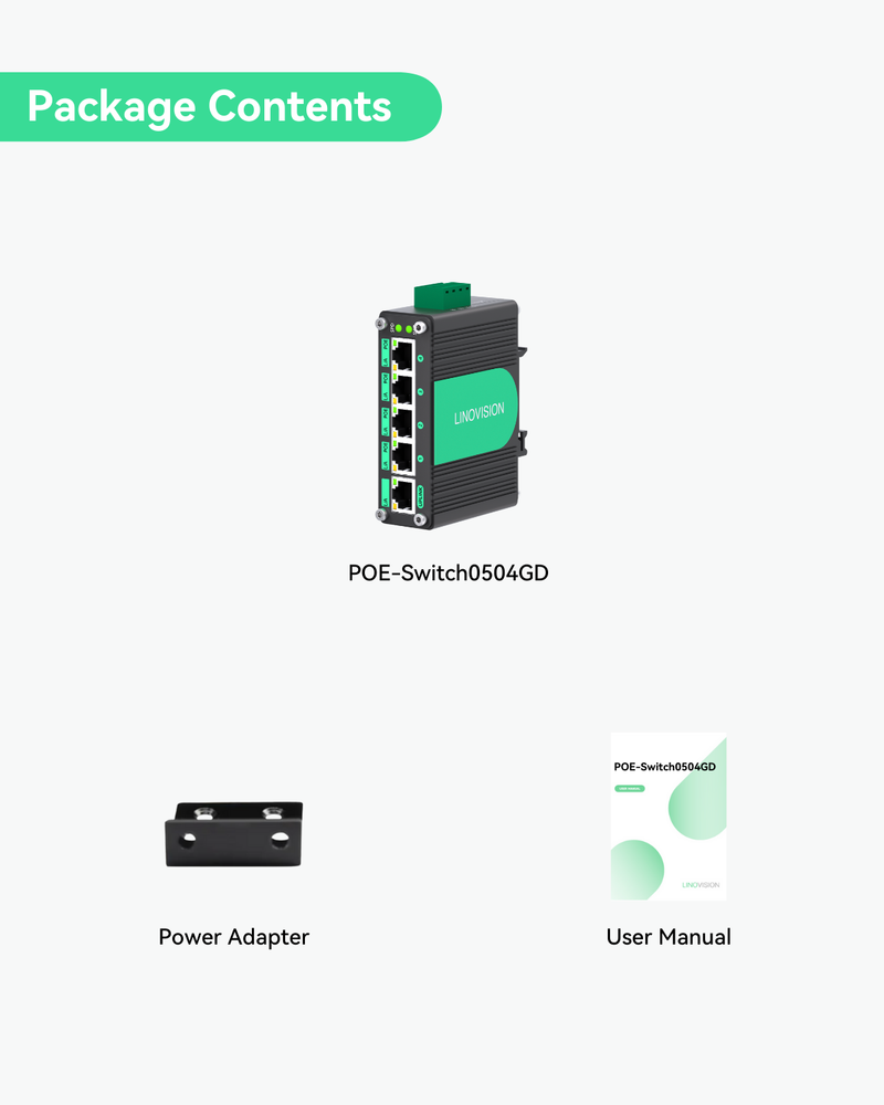 (POE-Switch0504GD) 5 Ports Full Gigabit POE Switch supports DC9V~DC54V Power Input