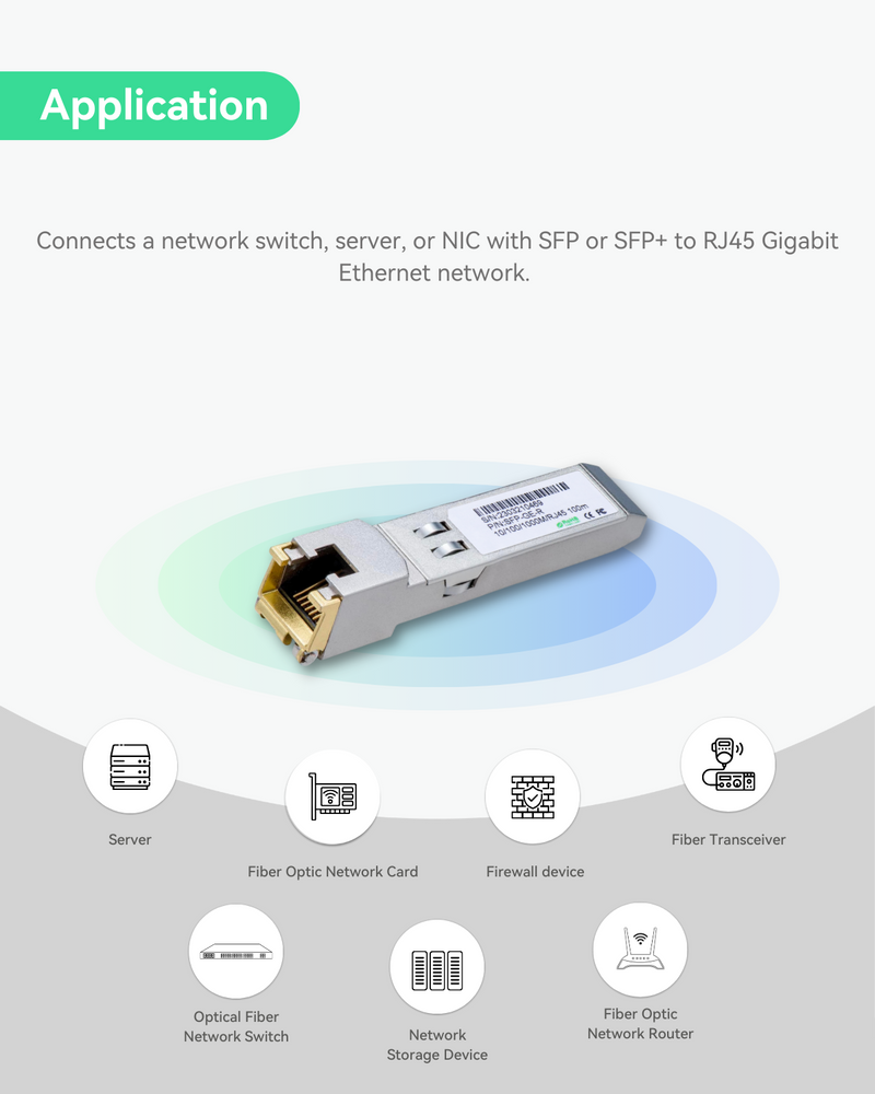 1.25G SFP auf RJ45 Kupfer Gigabit Ethernet Sender/Empfänger, bis zu 100m