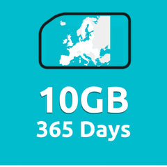 10GB 365 Days High Speed Cellular Data Plan for Europe (32 Countries)