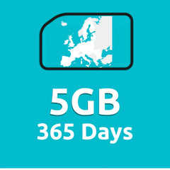 5GB 365 Days High Speed Cellular Data Plan for Europe (32 Countries)