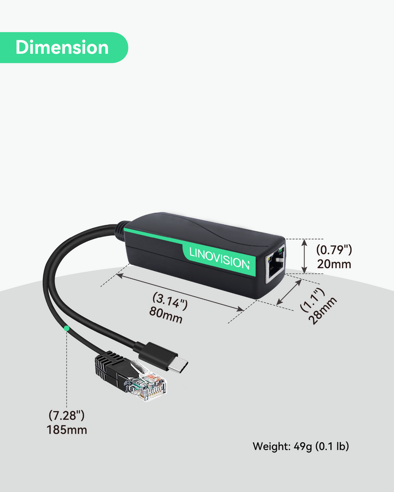POE Splitter to USB-C Power and Ethernet Data (10 pack)
