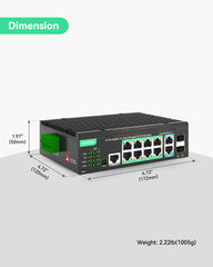 (POE-SWR612GM-SOLAR) 12 Ports L2+ Cloud Managed PoE Switch with DC12V to DC48V Voltage Booster