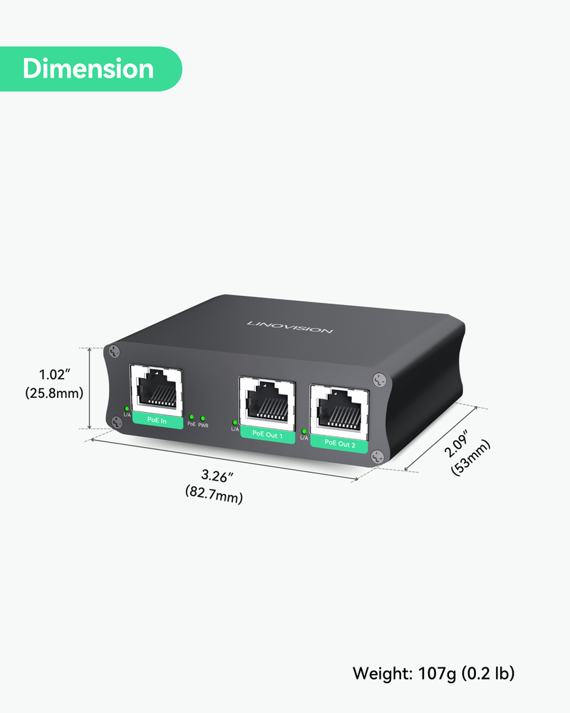 Industrial 2 Ports Gigabit PoE Extender, Passthrough and Split 30W POE to two PoE Cameras or Wireless APs, PoE Repeater or Booster to Extends Extra 330ft - 3 Years Warrenty
