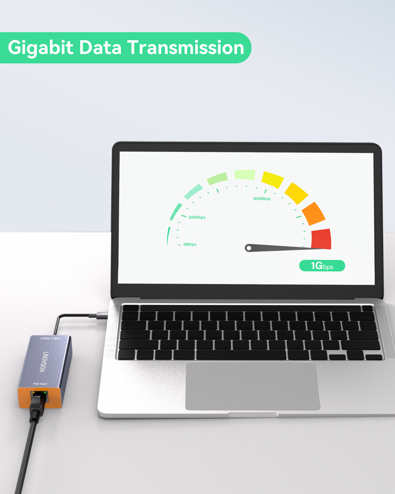 Gigabit 60W POE++ to USB C Converter, Data and Power Through One Cable