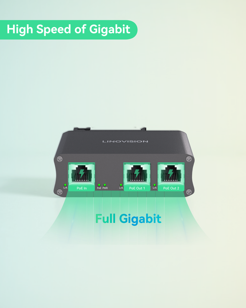 Industrial 2 Ports Gigabit PoE Extender, Passthrough and Split 30W POE to two PoE Cameras or Wireless APs, PoE Repeater or Booster to Extends Extra 330ft - 3 Years Warrenty