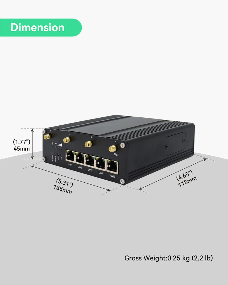 Industrial 5G Cellular Router with Dual SIM Cards and RS232/485 IoT Integration