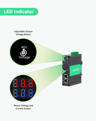 Industrial 802.3bt Gigabit 90W PoE++ Splitter with Adjustable Output Voltage DC 3-36V and LED Display