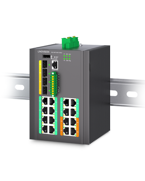 Industrial 16-Port Full Gigabit L3 Managed BT90W PoE++ Switch with 4-P ...