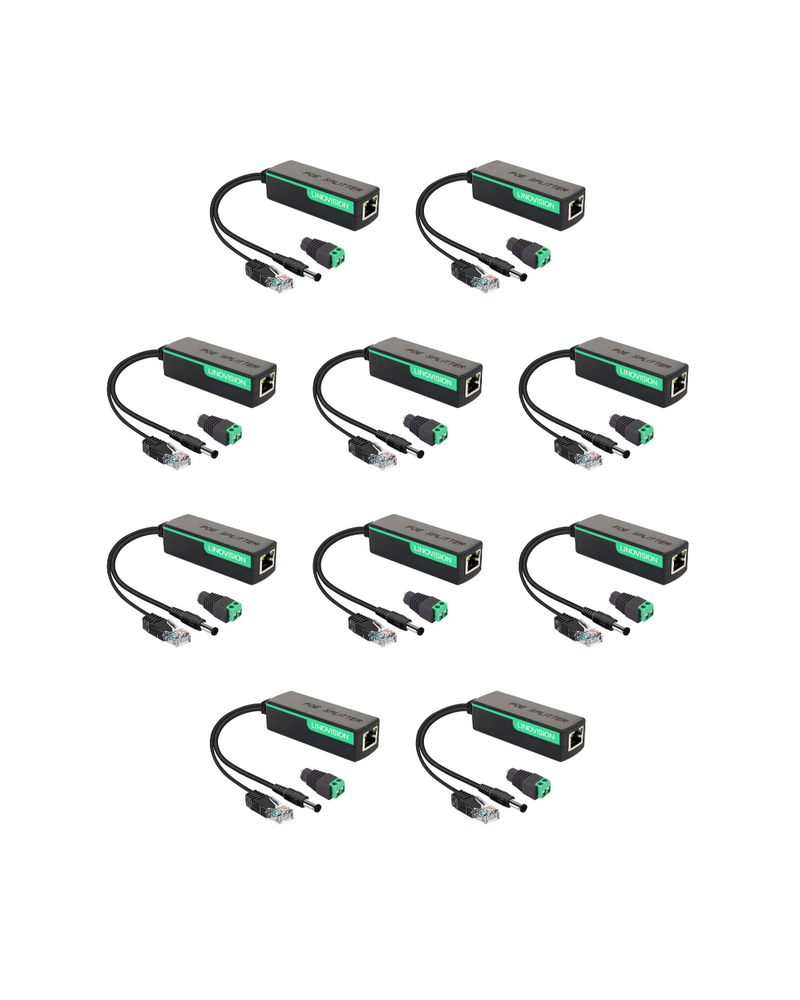 POE Splitter with DC12V 2A Output and 10/100Mbps Ethernet (10 Pack)