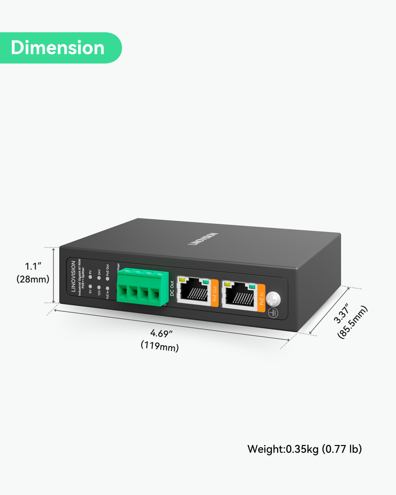 90W Gigabit PoE Splitter With IEEE802.3bt PoE Output and DC 5/9/12/24V Output