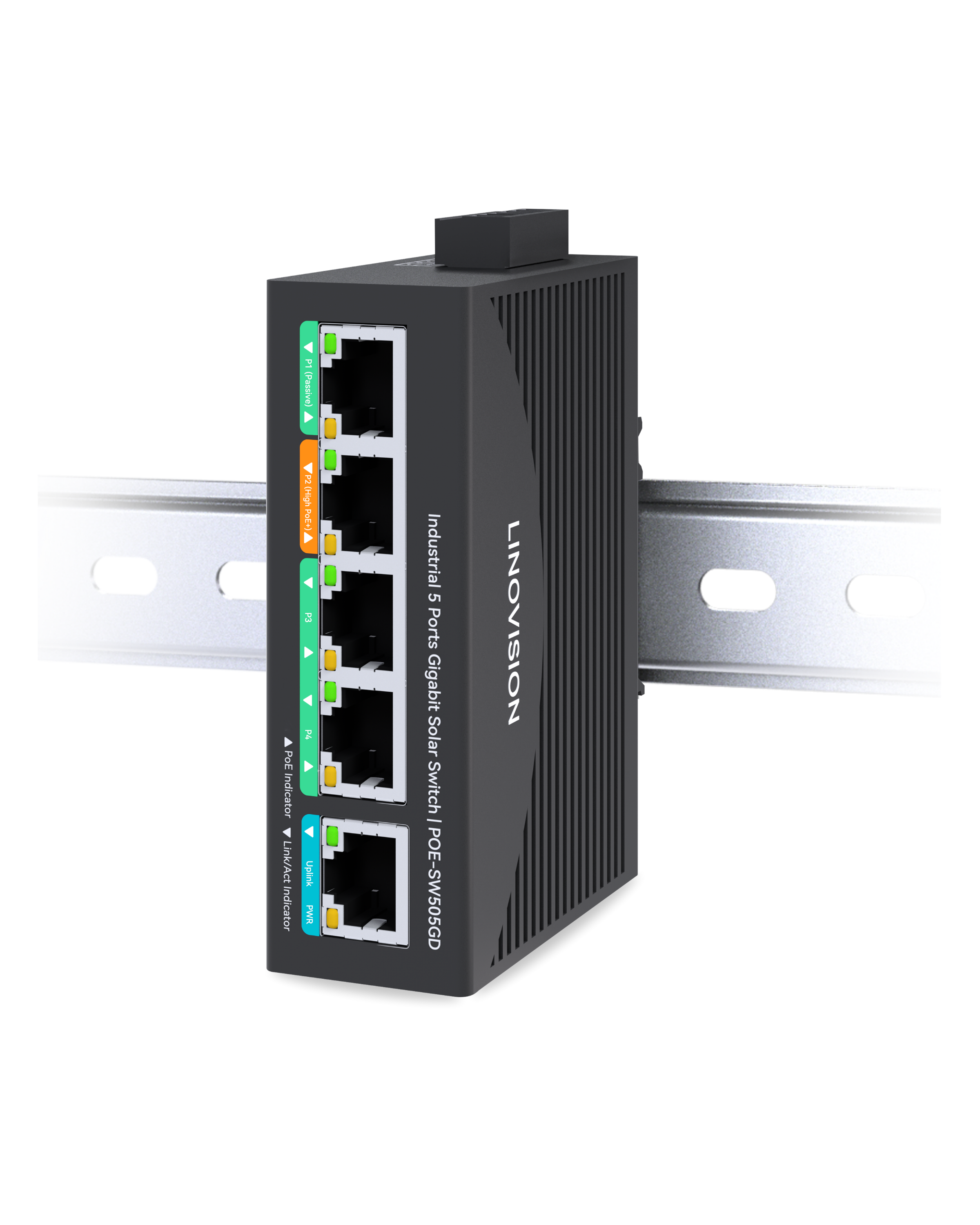Gen 2 5-Port DC12V PoE Switch for Solar/UPS Battery Applications (POE-SW505GD)