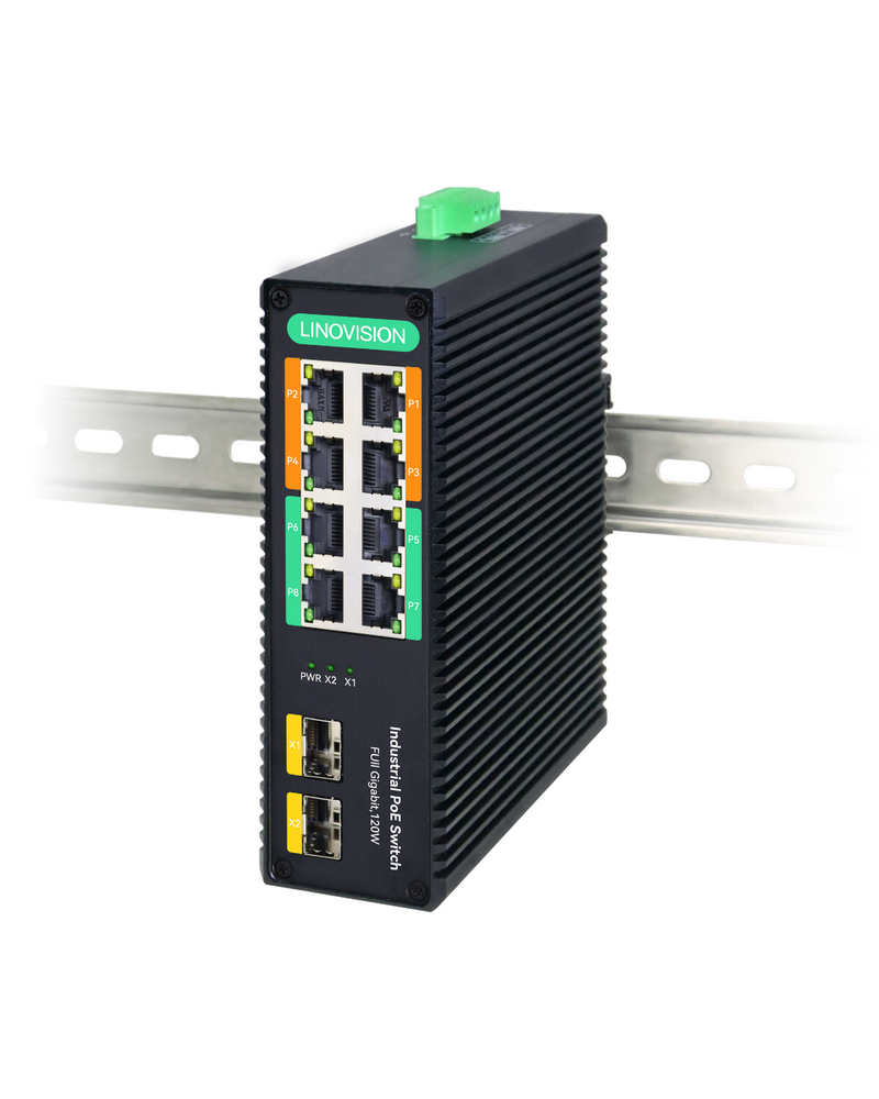 Industrial 8 Ports Full Gigabit BT 90W PoE Switch with 2 SFP Uplink