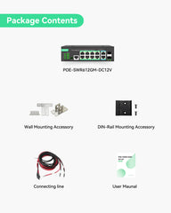 (POE-SWR612GM-SOLAR) 12 Ports L2+ Cloud Managed PoE Switch with DC12V to DC48V Voltage Booster