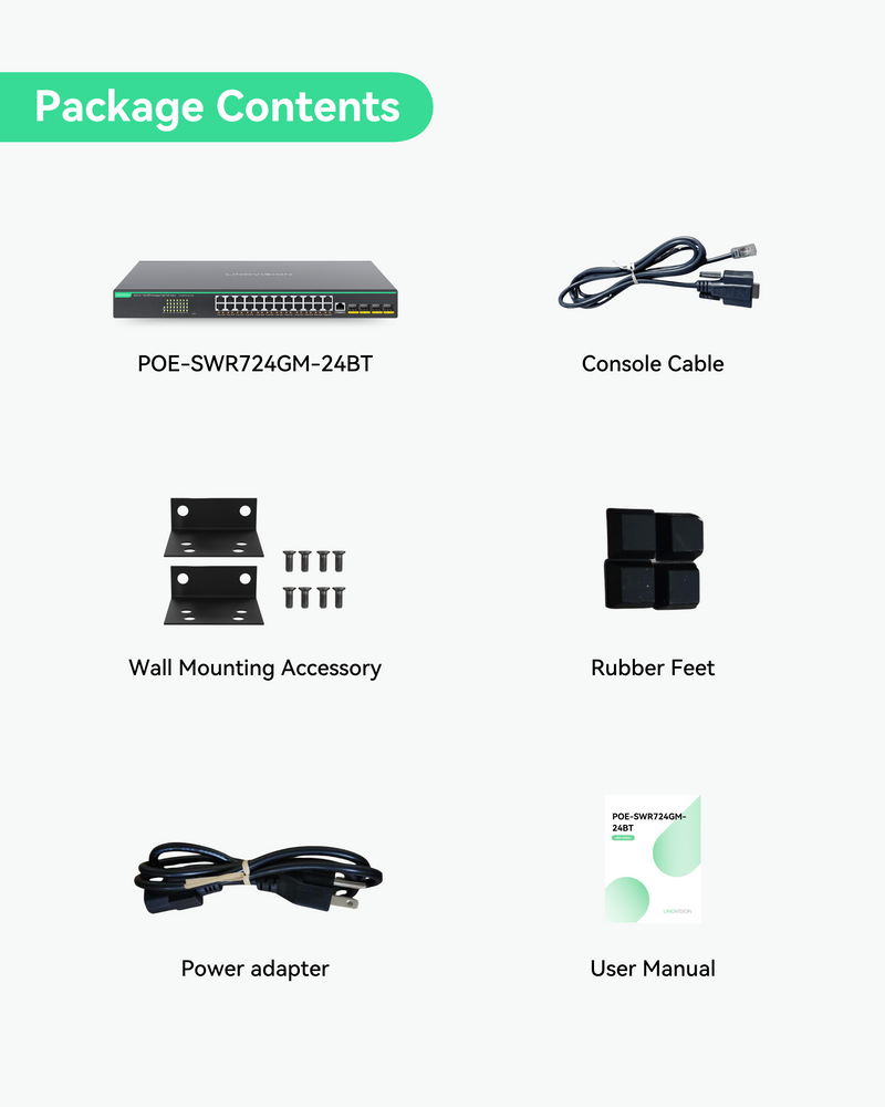 24 Ports Full Gigabit L3 Cloud Managed BT PoE Switch, Total PoE Budget 720W, 4x 10G SFP Uplinks