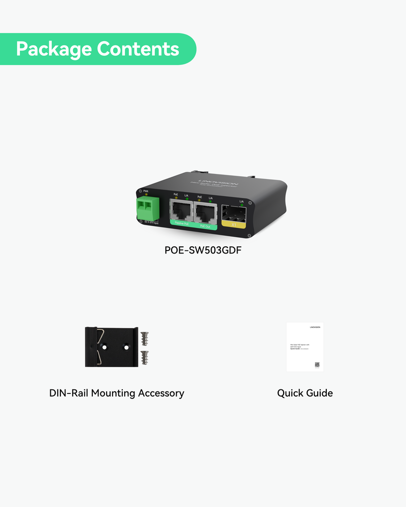 2 Ports Mini Solar PoE Switch with Passive PoE Output and SFP Uplink