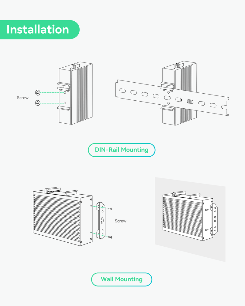 (POE-SWR608G-Solar) Industrial 8 Ports Full Gigabit PoE Switch Support DC 8~57V Input, 24V / 12V PoE Switch for Solar or RV UPS System