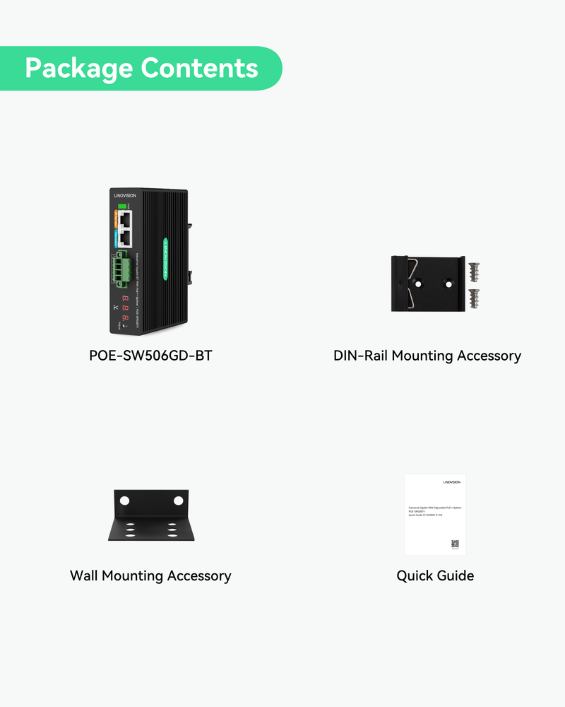 Industrial Gigabit 90W POE++ Splitter with 2 DC outputs, 3~36V adjustable and DC 24V Output, Din Rail Mounting, Power Supply for PTZ Cameras, Access Control Systems, Center Control system