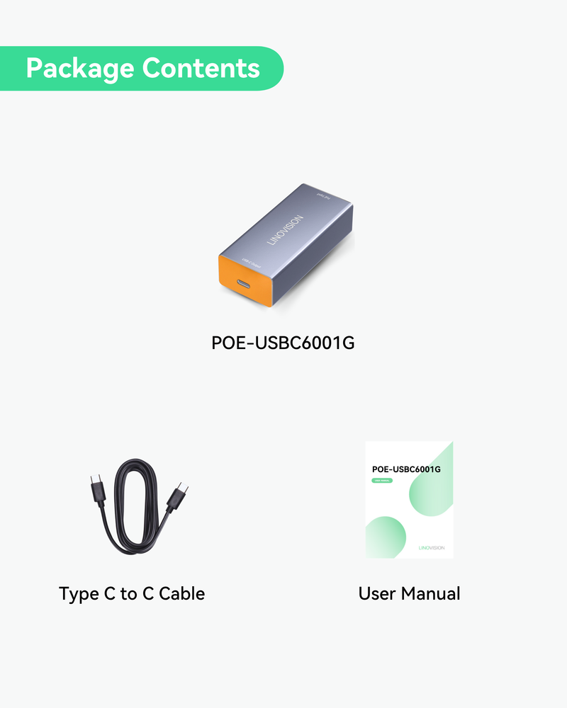 Gigabit 60W POE++ to USB C Converter, Data and Power Through One Cable