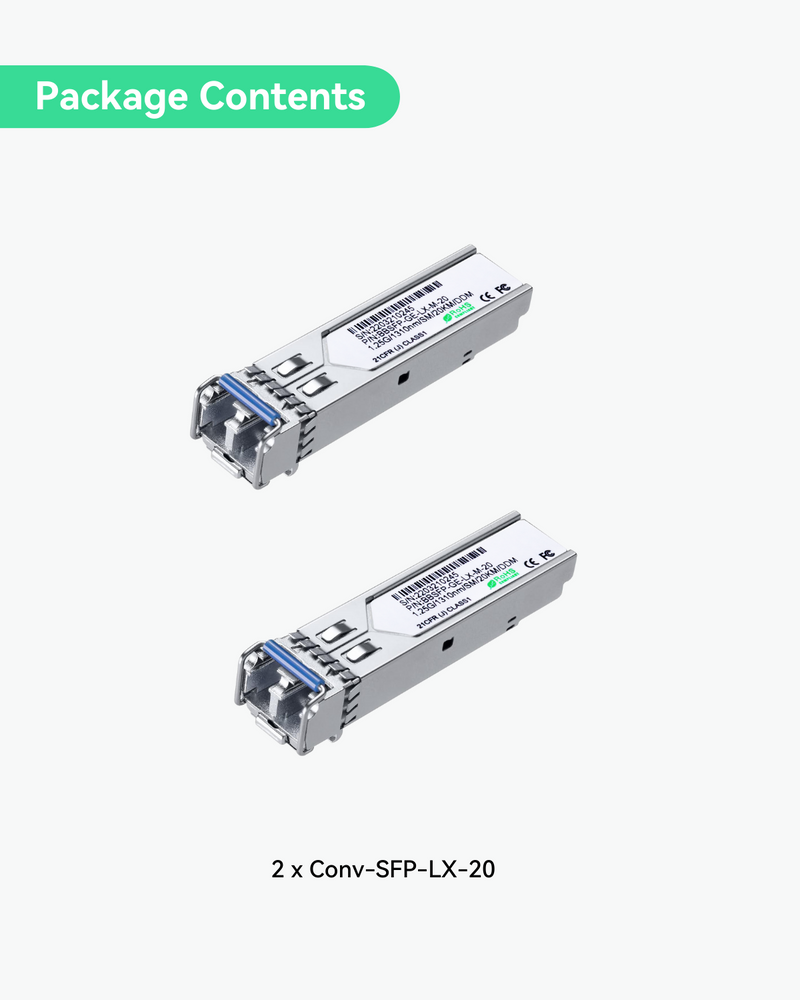 1.25G SFP Module Transceiver, Dual LC Fiber, 1000Base-LX, 1310nm SMF