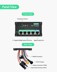 4 Ports Full Gigabit PoE Switch with built-in MPPT Solar Charge Controller,12V/24V PoE Switch