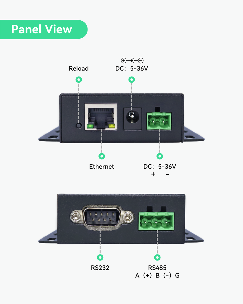 Dual Ports Serial Server, RS485 and RS232 to Ethernet Convertor, Modbus RTU/TCP Conversion