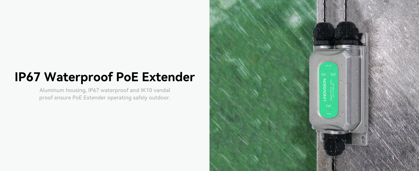 BT90W Outdoor PoE Extender, Gigabit PoE Repeater with Two PoE Outputs ...
