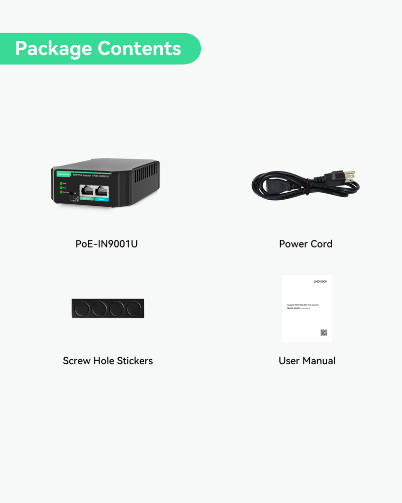 Gigabit 90W 802.3bt PoE Injector, Compatible with standard and Legacy non-Standard PD device