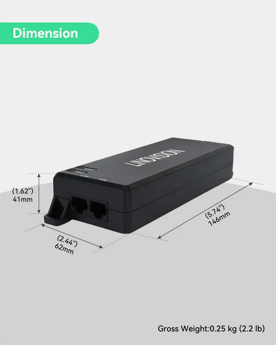 90W Gigabit POE Injector, Single Port 50-56V DC Passive PoE Adapter, Up to 328 ft(100m)