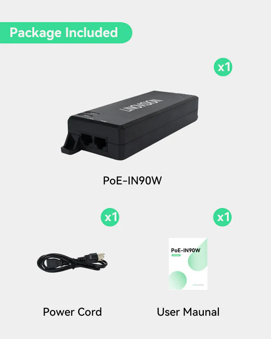 90W Gigabit POE Injector, Single Port 50-56V DC Passive PoE Adapter, Up to 328 ft(100m)