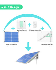 (GO SOLO vSIM60G) 4-in-1 Smart Solar Power System with 60GB Cellular Connection for Security Cameras