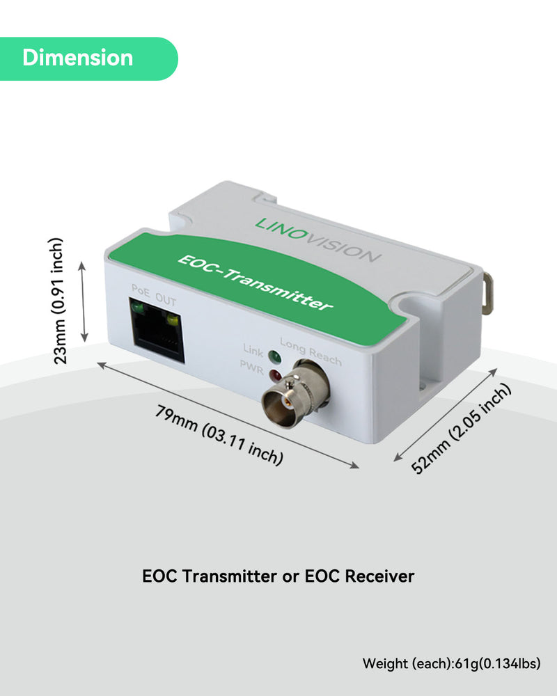POE Over Coax EOC Converter Ethernet (IP) Over Coax,Max 3000ft Power and Data Transmission Over Regular RG59 Coaxial Cable (10 Pack)