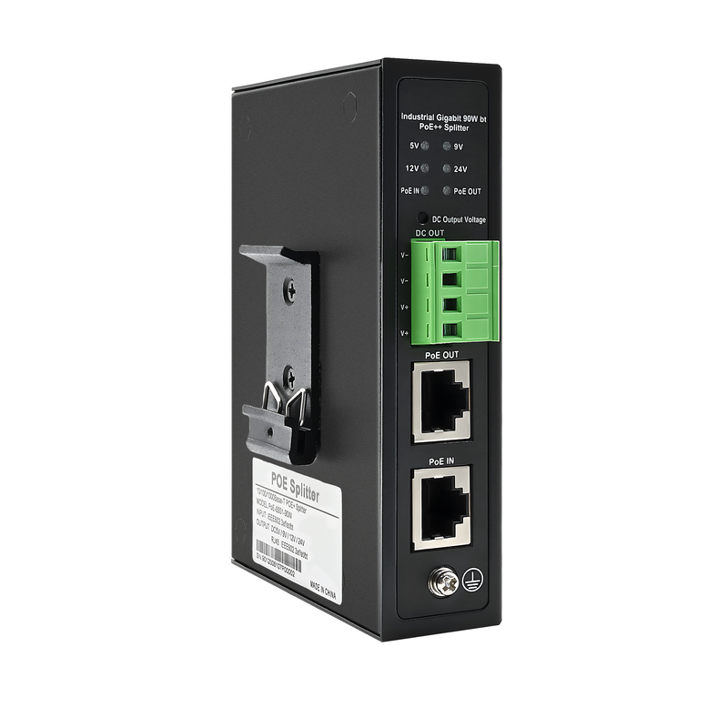 90W Gigabit PoE Splitter With IEEE802.3bt PoE Output and DC 5/9/12/24V Output