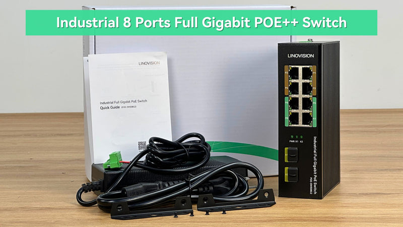 (POE-SW508G2) Industrial 8 Ports Full Gigabit POE++ Switch with 4 BT90W POE++ Ports, DC48~56V Redundant Input