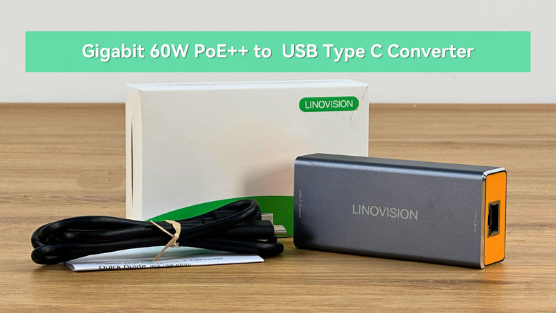 Gigabit 60W POE++ to USB C Converter, Data and Power Through One Cable