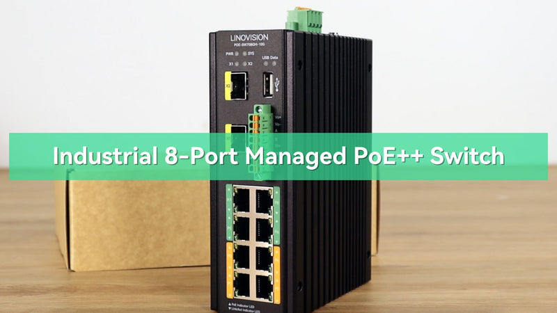 (POE-SW708GM-10G)Industrial 8-Port Managed PoE++ Switch with 2x 10G SFP Uplinks and RS485 for Industrial Automation
