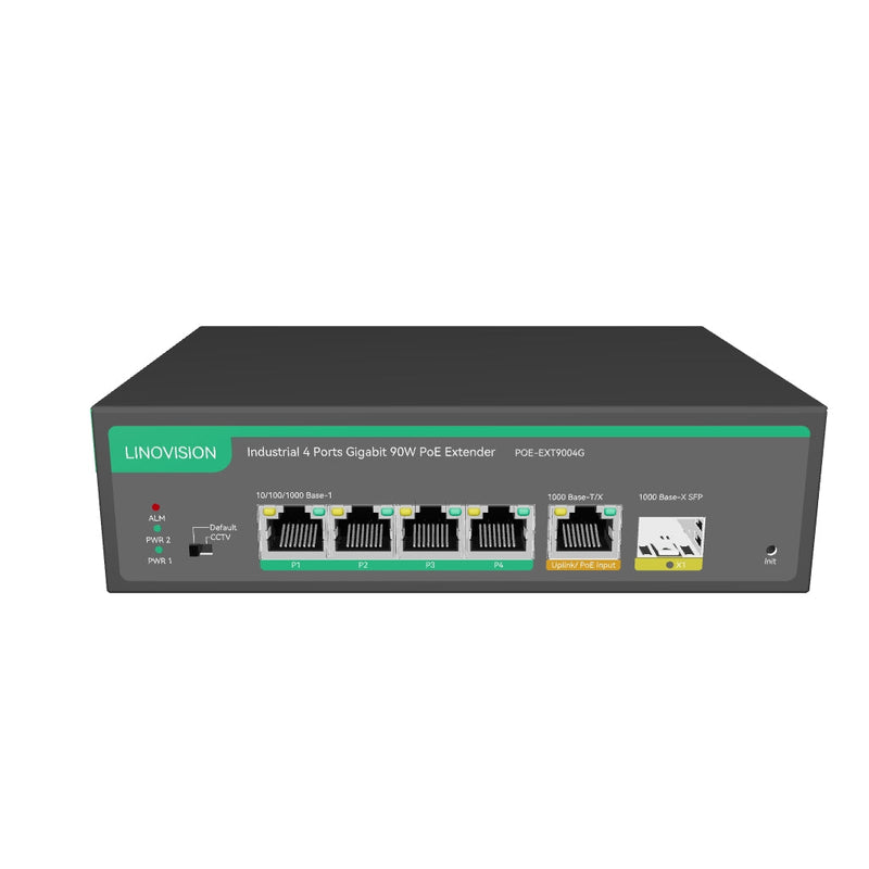 Industrial 4 Ports Gigabit BT90W PoE Passthrough Switch and PoE Extender