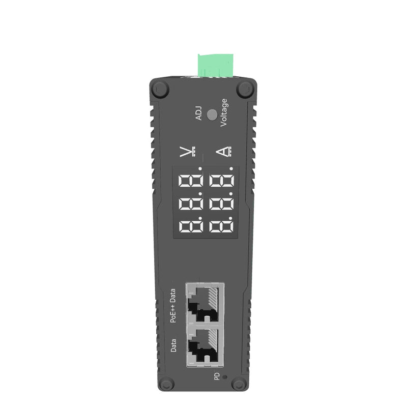 Industrial 802.3bt Gigabit 90W PoE++ Splitter with Adjustable Output Voltage DC 3-36V and LED Display