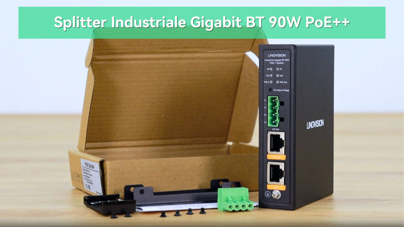 90W Gigabit PoE Splitter mit IEEE802.3bt PoE Ausgang und DC 5/9/12/24V Ausgang