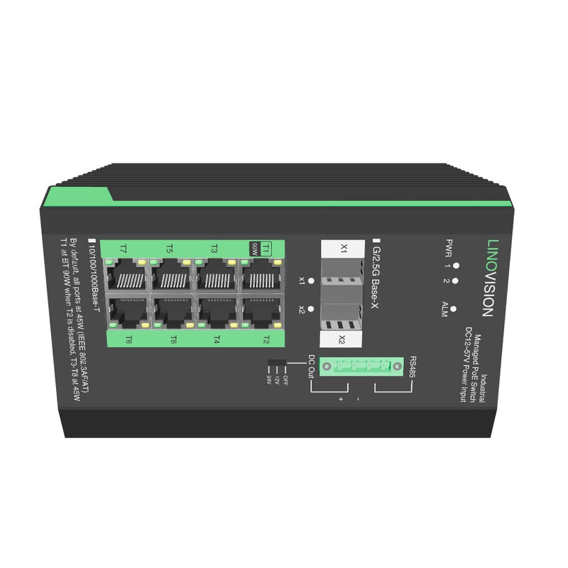 Industrial 8 Ports Gigabit Managed POE Switch with DC12V-57V Redundant Input