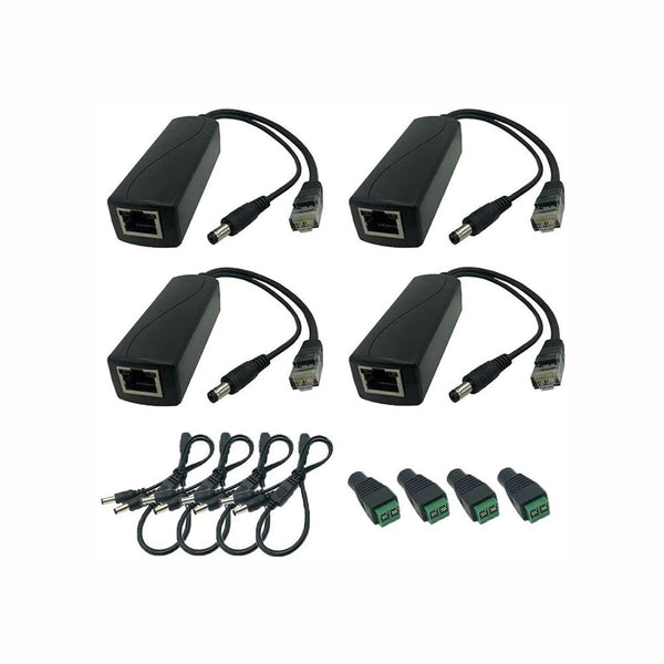 2 Pack 30W PoE Splitter to 100Mbps Ethernet with 2 ports DC12V output  Output