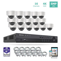 16 Channel 4K IP PoE Security Camera System 16ch 4K NVR and 16 Outdoor 5MP Dome PoE IP Cameras with 4TB HDD - LINOVISION US Store