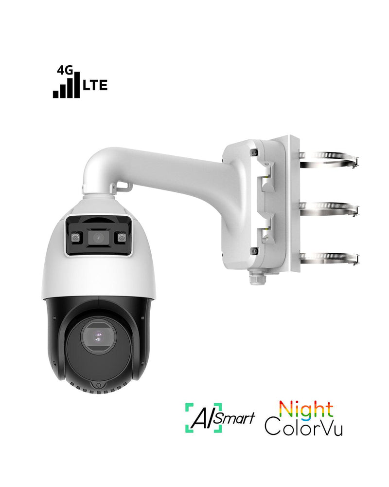 4G LTE Wireless 4MP Dual-Lens PTZ Camera with 25x Optical Zoom, AI Smart Detection and Night ColorVu