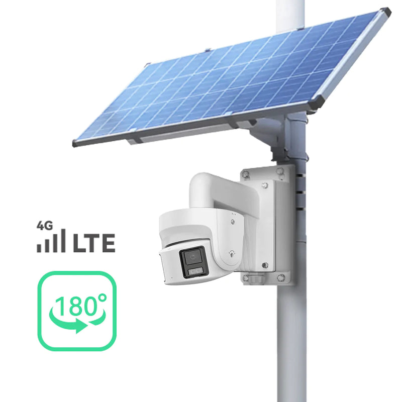 Kit de caméra à énergie solaire 4G LTE avec caméra panoramique intelligente à double objectif 4K AI 