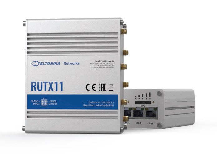 Teltonika powerful Industrial Cellular Router equipped with Dual-SIM with auto Failover, Backup WAN, and other SW features RUTX11