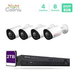 8 Channel 4K NVR PoE IP Camera System H.265+ 8 Channel 4K NVR and 4 Pcs 8MP Colorful Night View PoE Bullet Security Cameras With 2TB HDD - LINOVISION US Store