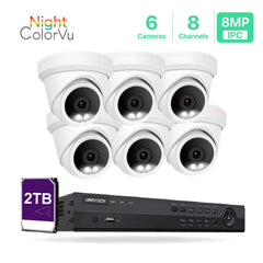 8 Channel 8MP PoE IP Camera System 8CH 4K NVR and 6 Pcs 8MP Night ColorVu PoE Turret Security Cameras with 2TB HDD - LINOVISION US Store