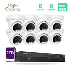 8 Channel 8MP PoE IP Camera System 8CH 4K NVR and 8 Pcs 8MP Night ColorVu PoE Turret Security Cameras with 2TB HDD - LINOVISION US Store